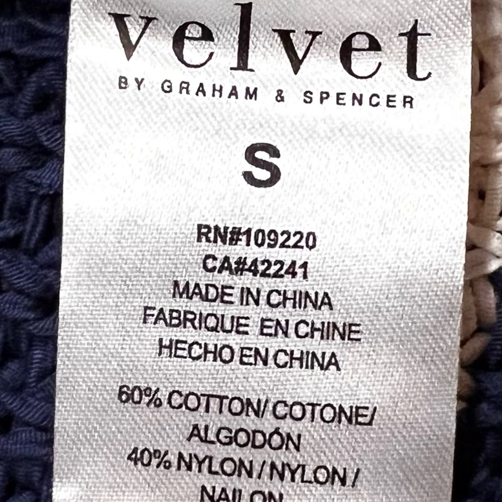 Velvet by Graham & Spencer Small Navy Blue and Ivory Stripe Sweater - Picture 8 of 15